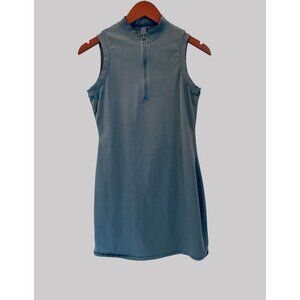 Skims Sport Dress Sleeveless Gray Zip-Front Mock Neck Dress Size L